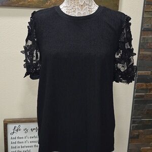 Alice Blue Butterfly Aplicay Sleeves Sz 1X